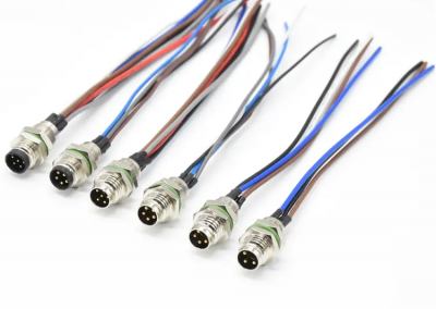 Waterproof Solder Wire Signal Transmission Rear Fastened Male 4pin M8 Connector 4 Pin Wiring